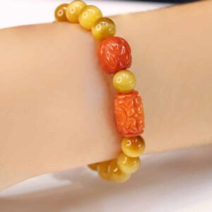Home Tiger Eye Bracelet-with-Bloodstone Charm