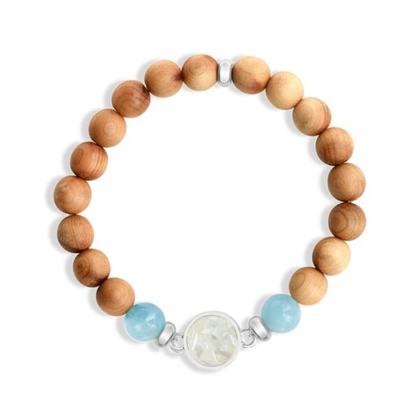 cypress and aquamarine beaded bracelet
